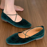 LIZAKOSHT  -  Autumn Women Flat Shoes Fashion Pleated Ladies Elegant Slip On Mary Jane Shoes Soft Sole Outdoor Dress Ballerinas New Shoes